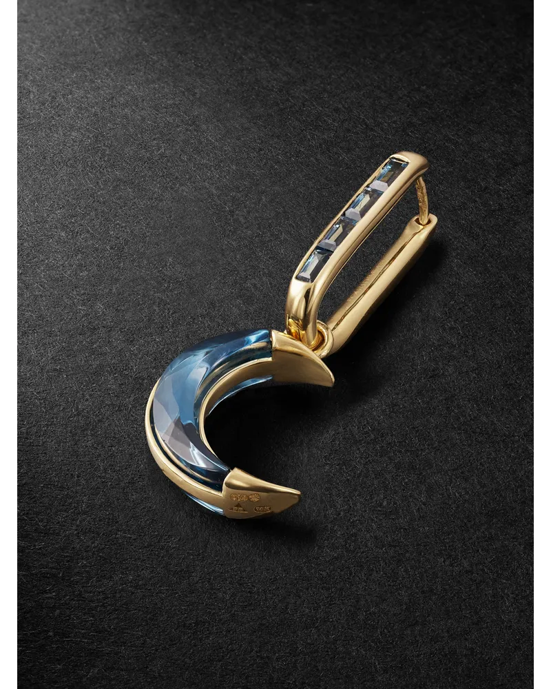 FOUNDRAE Crescent einzelner Ohrring aus Gold mit Topasen Blau