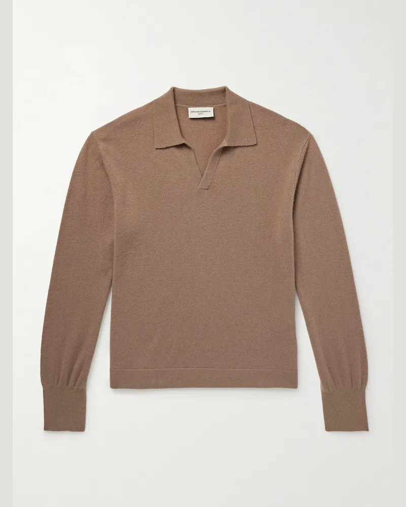 Officine Generale Simone Pullover aus Kaschmir mit Polokragen Braun
