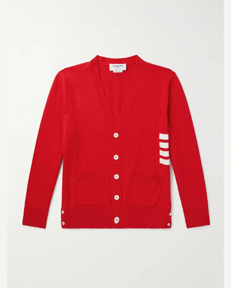 Thom Browne Cardigan aus Baumwolle mit Streifen Rot