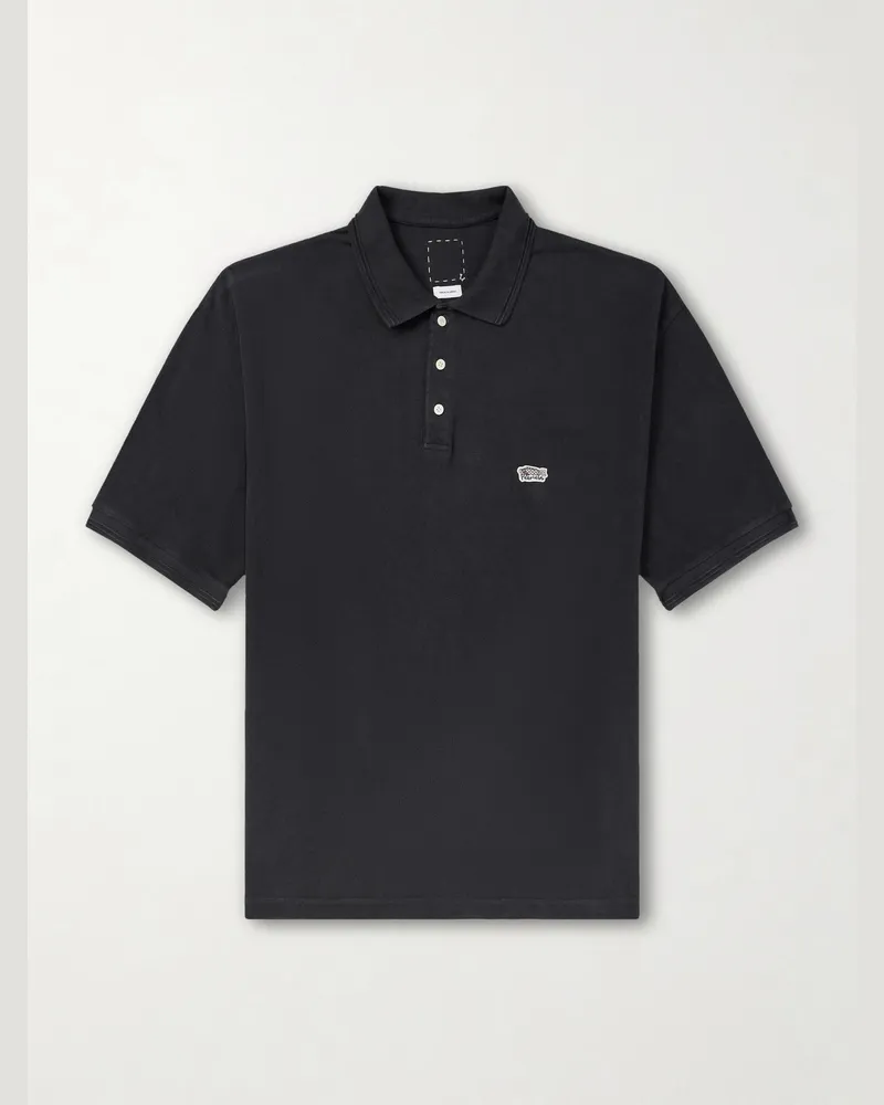 Visvim Mondo Logo-Embroidered Cotton-Piqué Polo Shirt Black