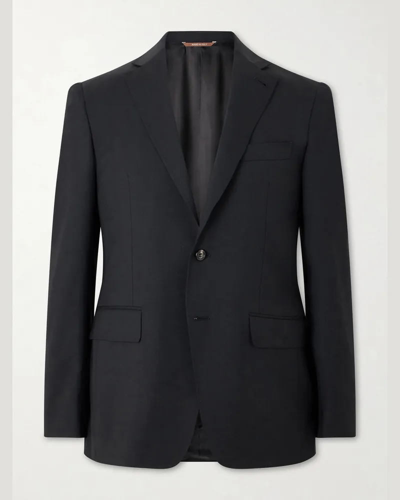 Canali Kei Wool-Blend Twill Blazer Black