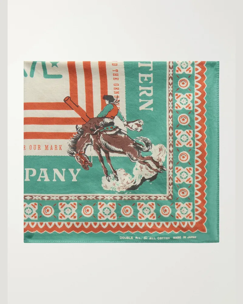RRL Western-Print Cotton Bandana Green
