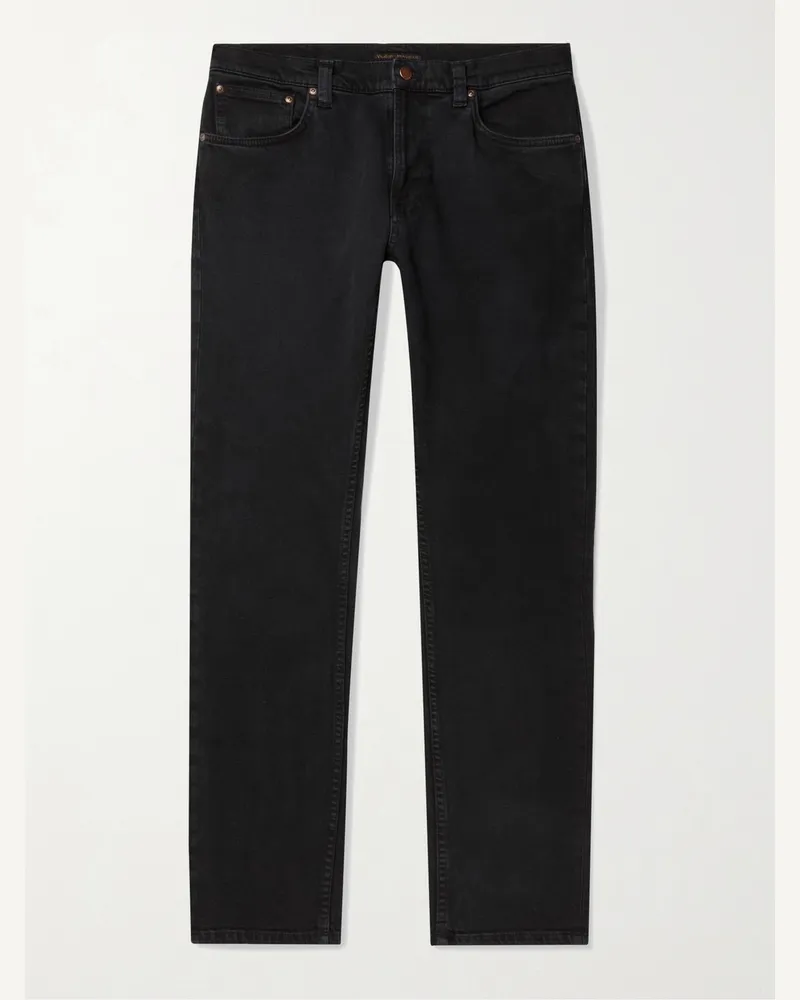 Nudie Jeans Lean Dean Slim-Fit Tapered Stretch-Denim Jeans Schwarz