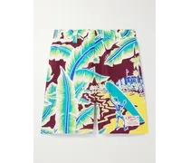 Sun Surf Gerade geschnittene Bermudashorts aus Baumwollpopeline mit Print