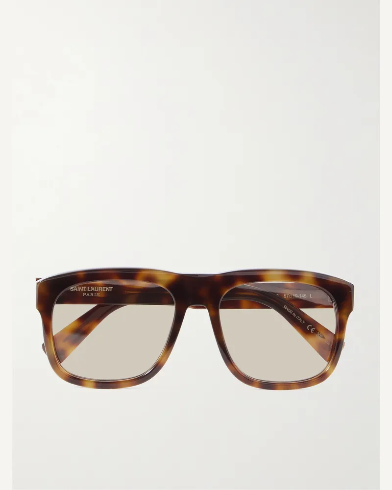 Saint Laurent Sonnenbrille mit eckigem Rahmen aus Azetat in Schildpattoptik Horn