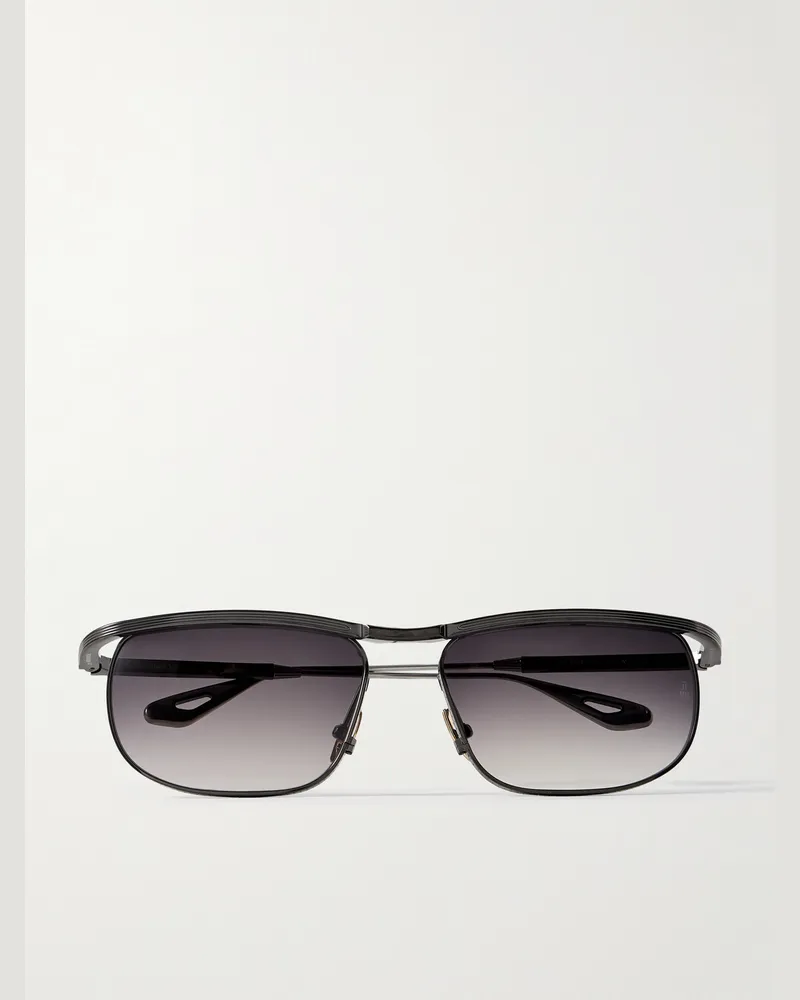 Jacques Marie Mage Melville Sonnenbrille mit rechteckigem Rahmen aus Beta-Titan Schwarz