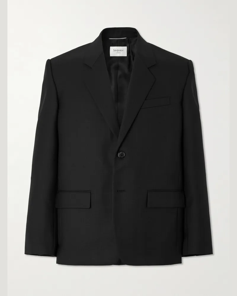 Saint Laurent Sakko aus Wollgabardine Schwarz