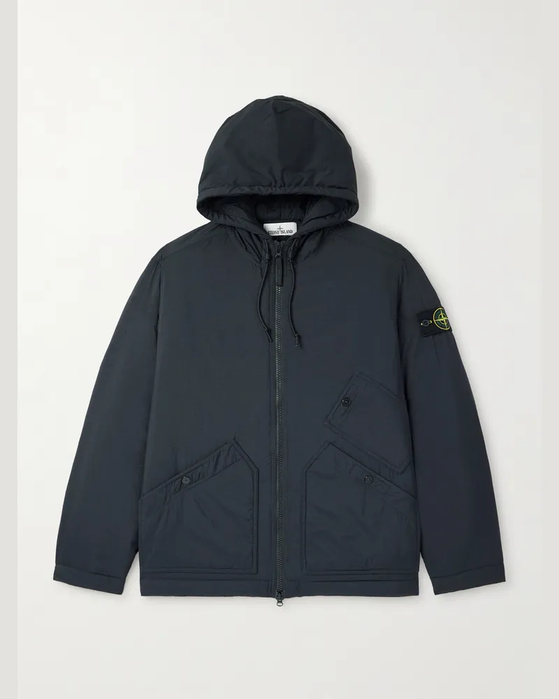 Stone Island Wattierte Kapuzenjacke aus mit CORDURA®-Nylon-Ripstop mit Logodetail Schwarz