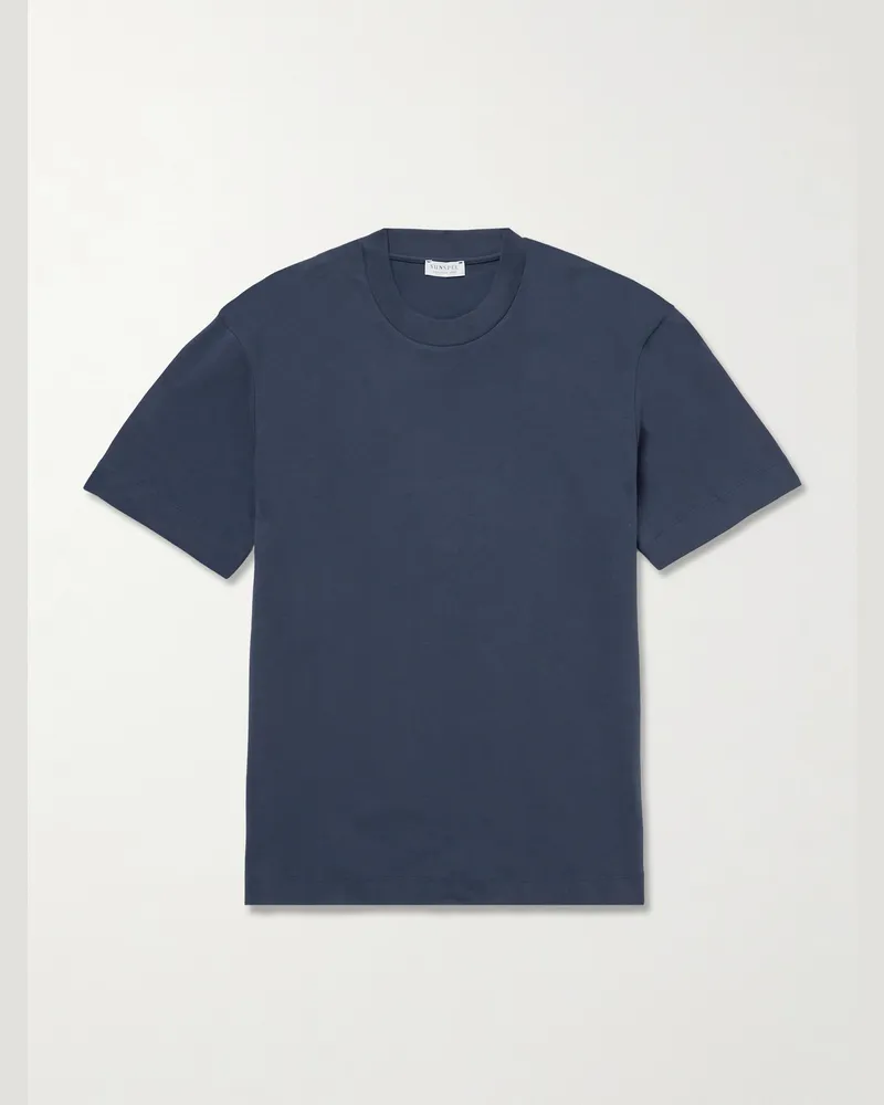 Sunspel Supima Cotton-Jersey T-Shirt Blue