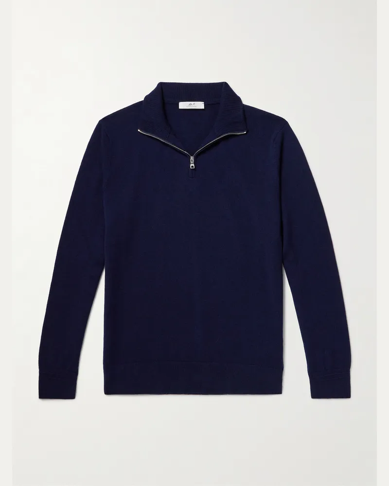 MR P. James Cashmere Half-Zip Sweater Blue