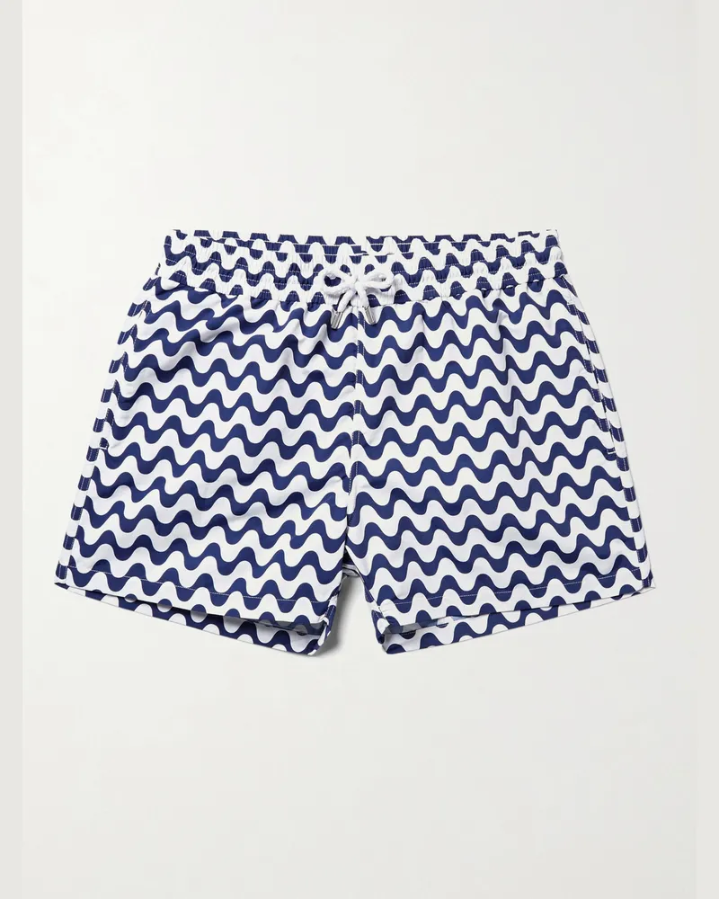 Frescobol Carioca Copacabana schmal geschnittene kurze Badeshorts mit Print Blau