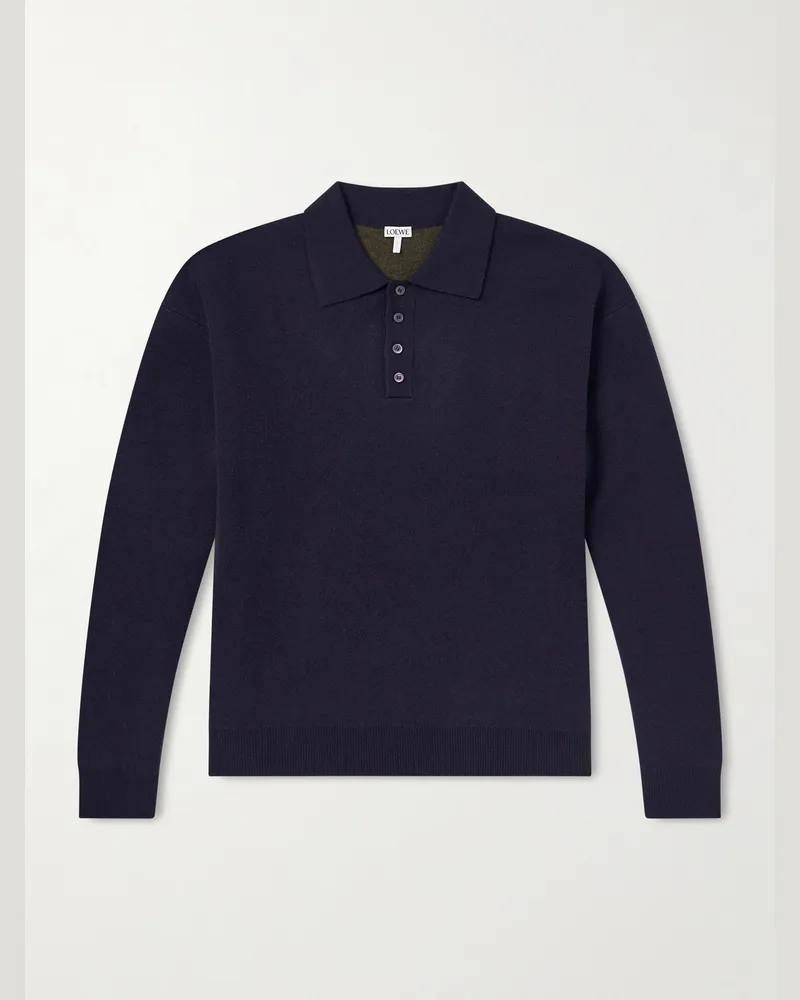Loewe Wool-Blend Polo Sweater Blue