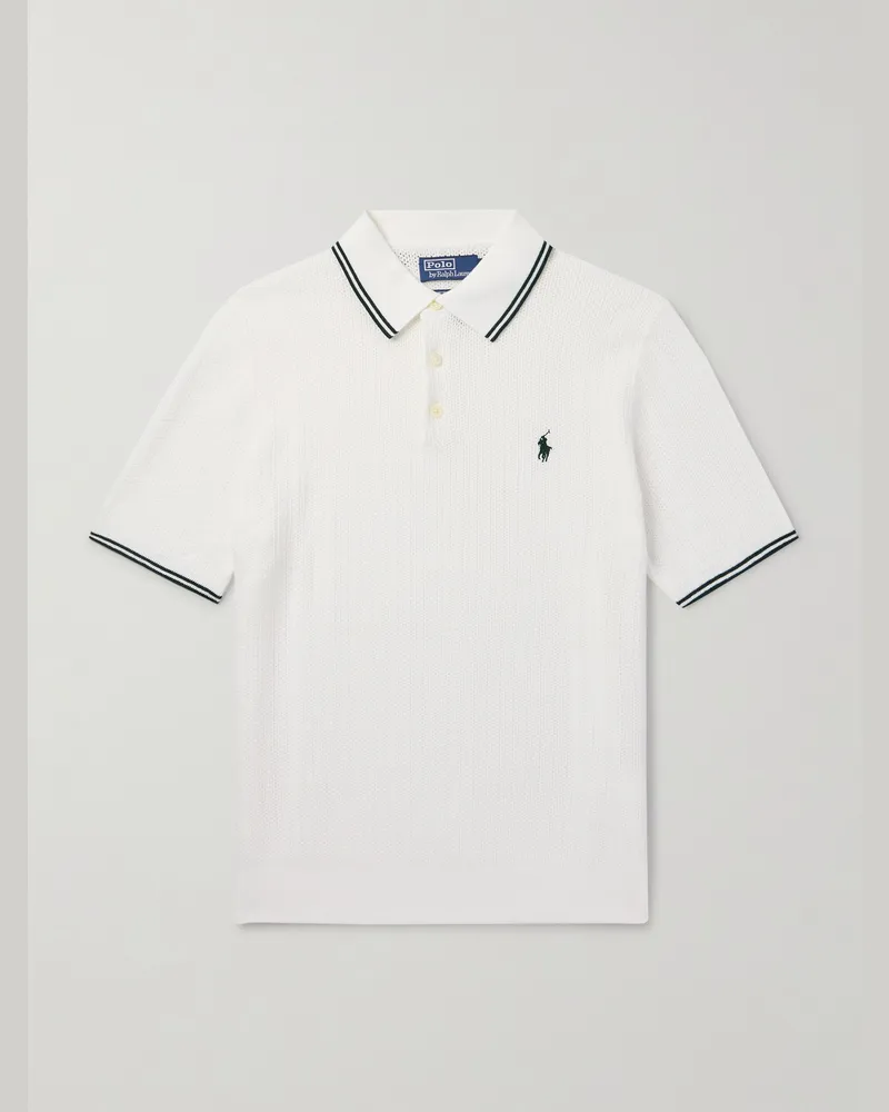 Ralph Lauren Wimbledon Polohemd aus Baumwolle in Lochstrick mit Logostickerei und Applikation Weiß