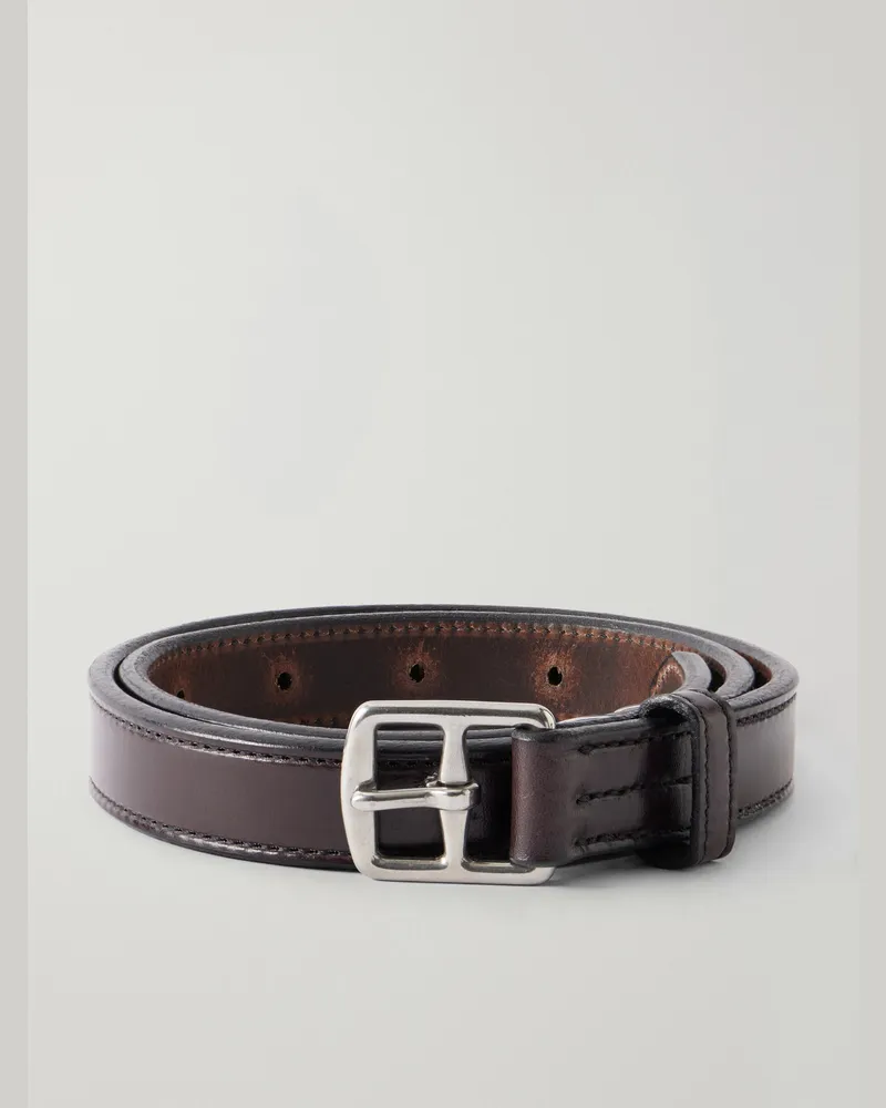 YUKETEN 2.5cm Stirrup Leather Belt Brown