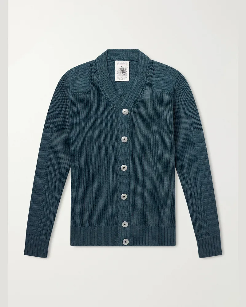 S.N.S Herning Robust Ribbed Merino Wool Cardigan Green