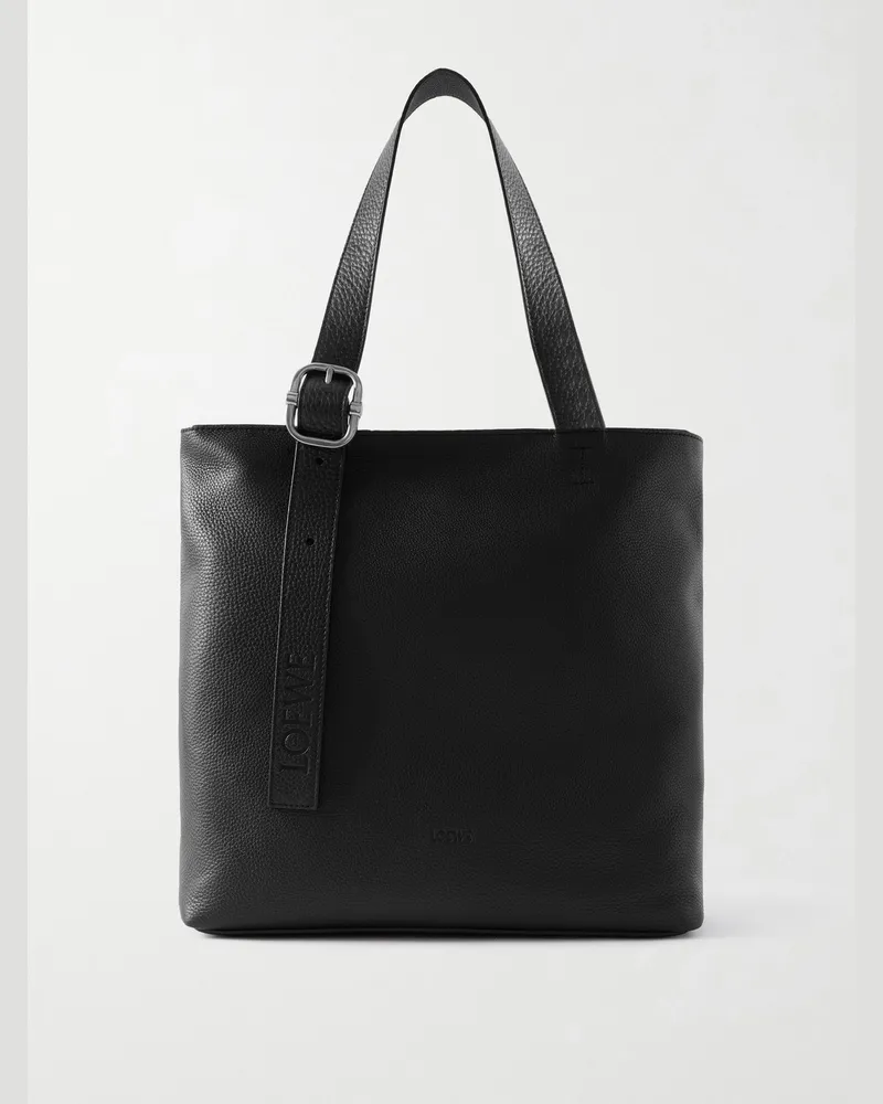 Loewe Loop Logo-Debossed Full-Grain Leather Tote Bag Black