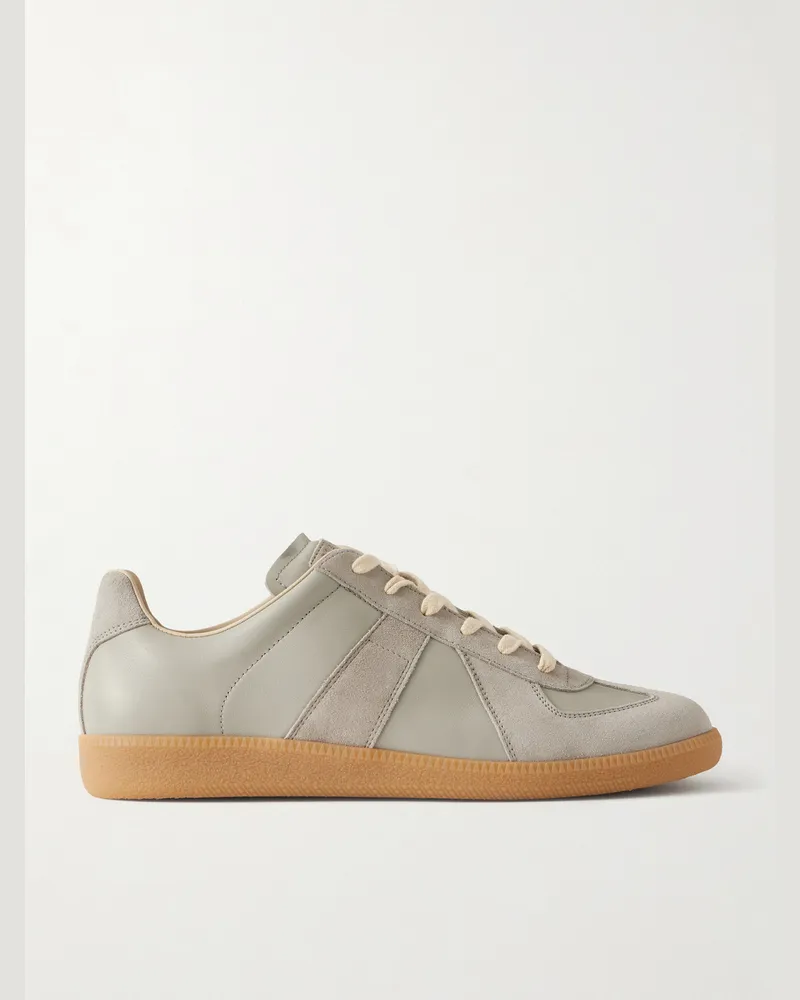 Maison Margiela Replica Leather and Suede Sneakers Gray