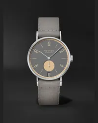 NOMOS Glashütte Tangente 38 Date Haifischgrau – 37,5 mm Uhr aus Edelstahl mit Handaufzug und Textilarmband in limitierter Auflage, Ref.-Nr.: 179.S20 Grau