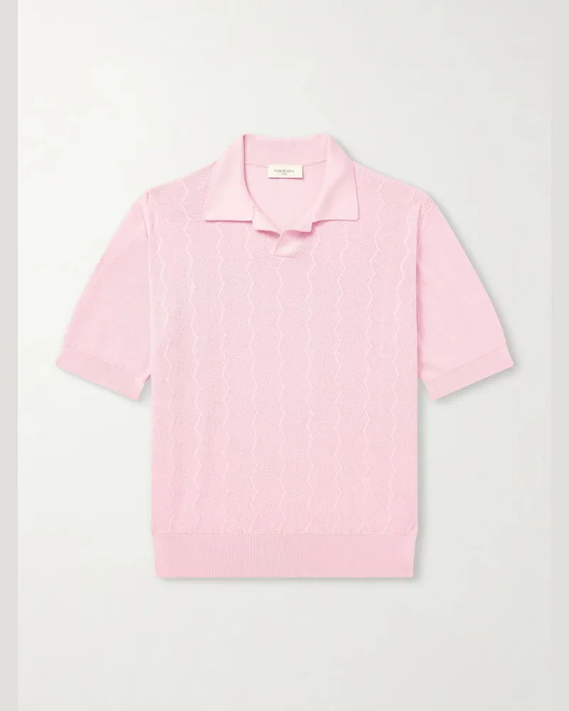 PIACENZA 1733 Knitted Silk and Cotton-Blend Polo Shirt Pink