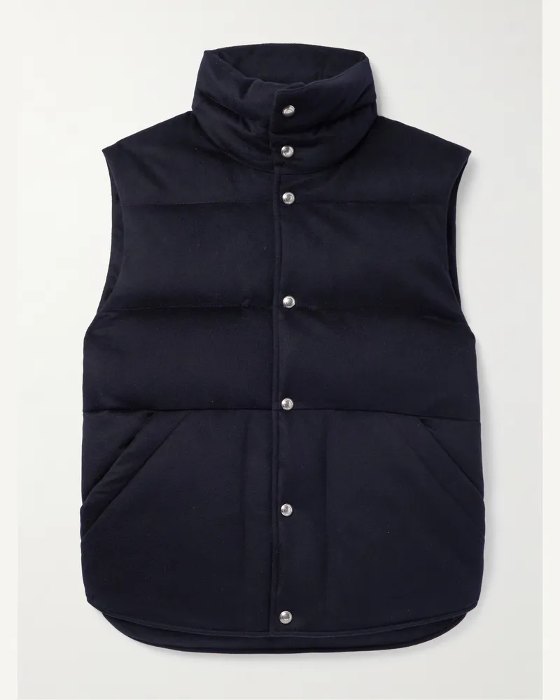 Loro Piana Lucio Daunenweste aus gestepptem Storm-System®-Kaschmir Blau