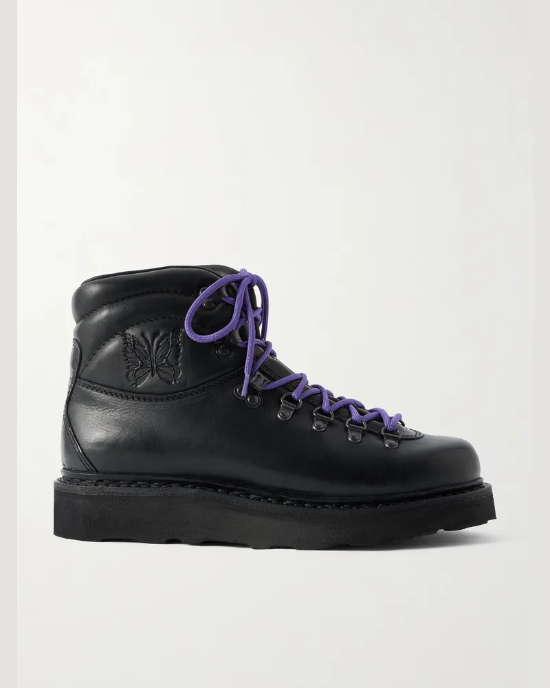 NEEDLES Stiefel aus Leder mit Logoprägung Schwarz