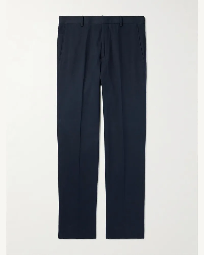 Loro Piana Jarno Austin Straight-Leg Stretch-Cotton Twill Trousers Blue