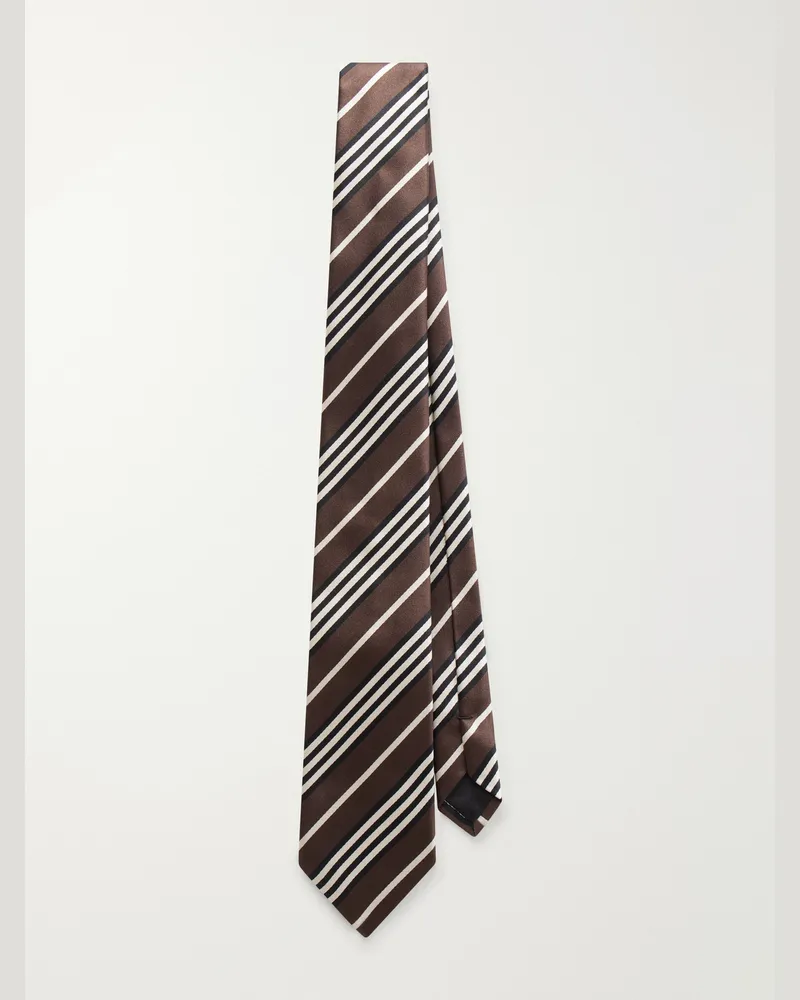 Saint Laurent Rayures 7cm Silk Tie Brown