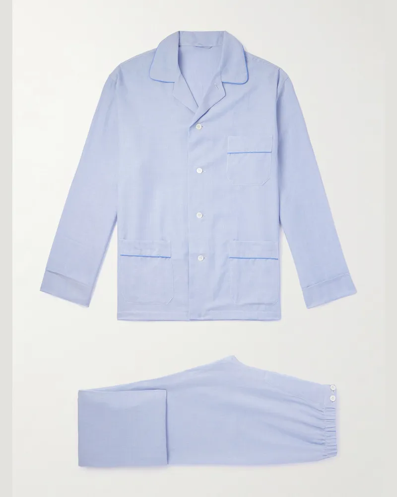 Thom Sweeney Pyjama aus Baumwoll-Twill Blau