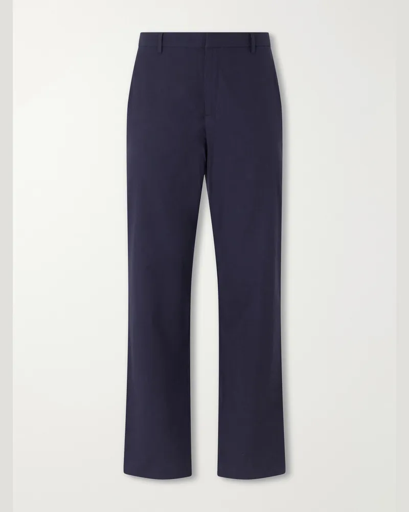 Sunspel Straight-Leg Cotton-Poplin Suit Trousers Blue