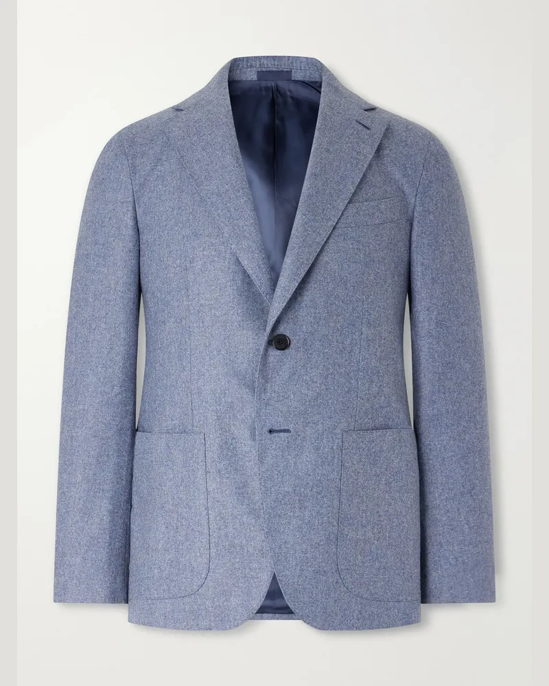Caruso Wool and Cashmere-Blend Flannel Suit Jacket Blue