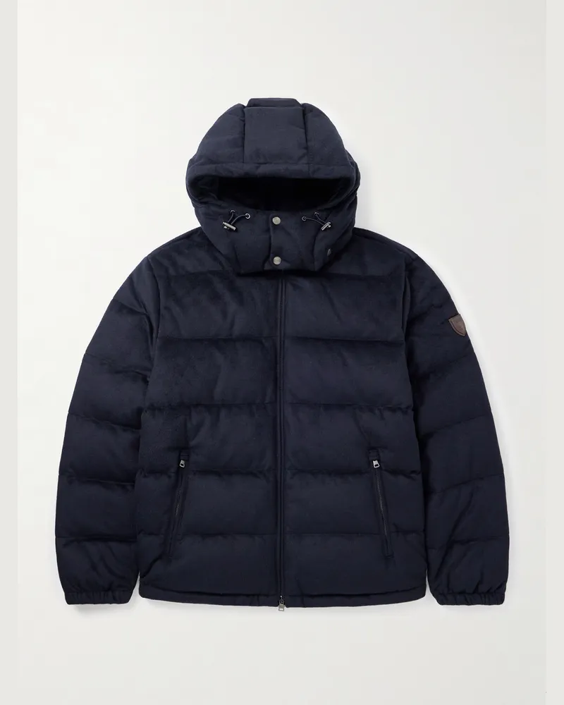 Ralph Lauren Decker Daunenjacke aus einer gesteppten recycelten Wollmischung mit Kapuze Blau