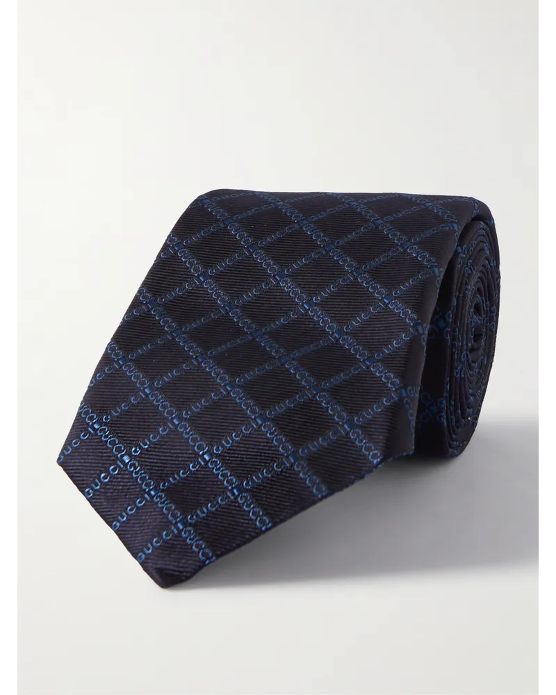 Gucci Krawatte aus Seiden-Twill mit Jacquard-Logomuster, 7 cm Blau