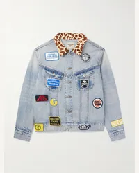 GALLERY DEPT. Headline Jeansjacke mit Print und Logoapplikationen Blau