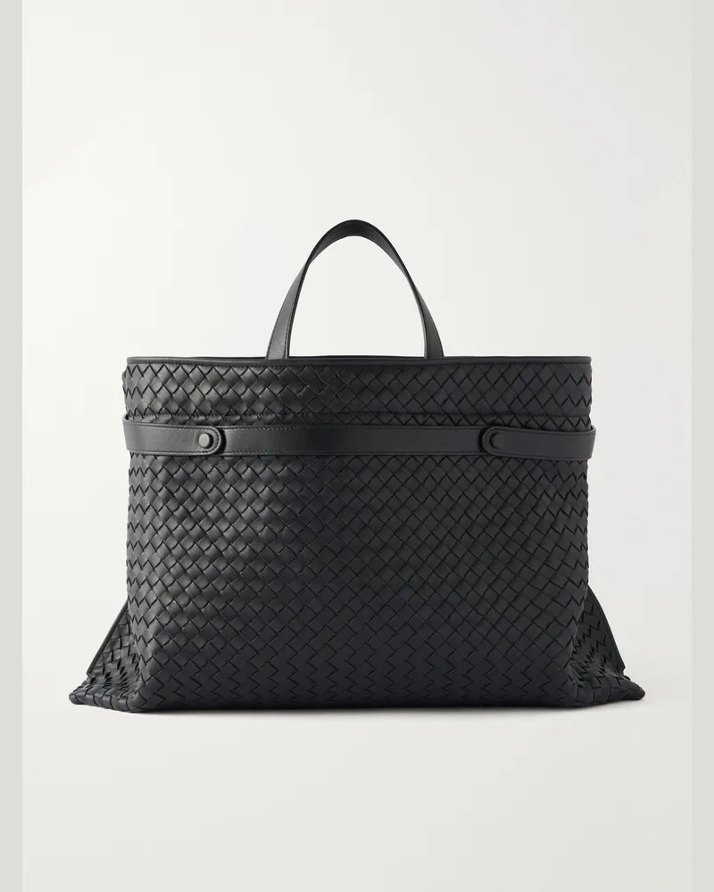 Bottega Veneta Archivio Intrecciato Leather Tote Bag Black