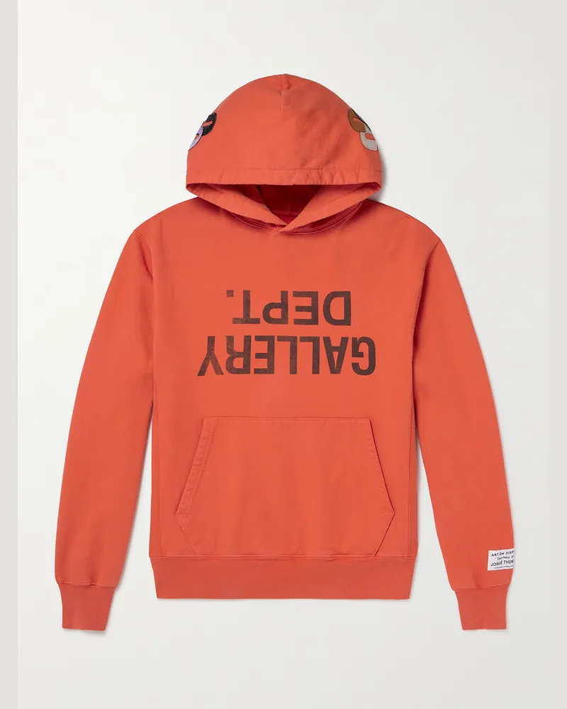 GALLERY DEPT. Hoodie aus Baumwoll-Jersey mit Logoprint und Applikation Orange