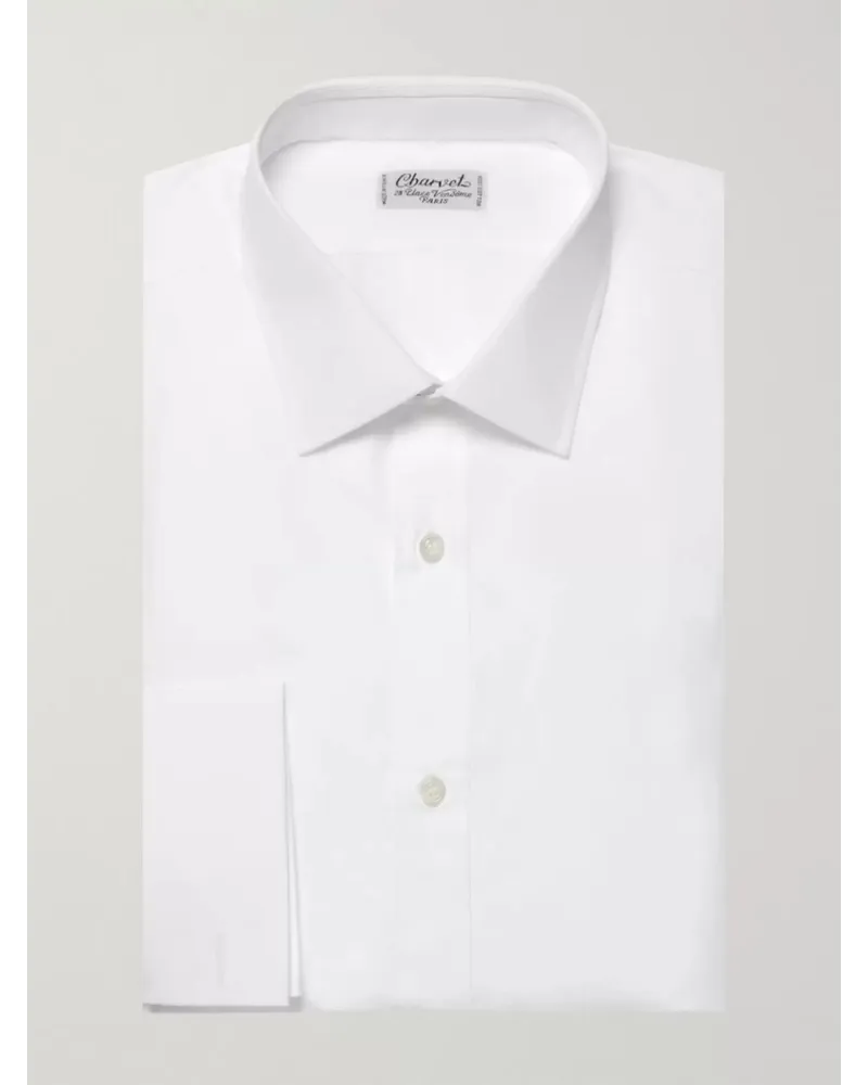 Charvet Weißes Hemd mit Umschlagmanschette Weiß