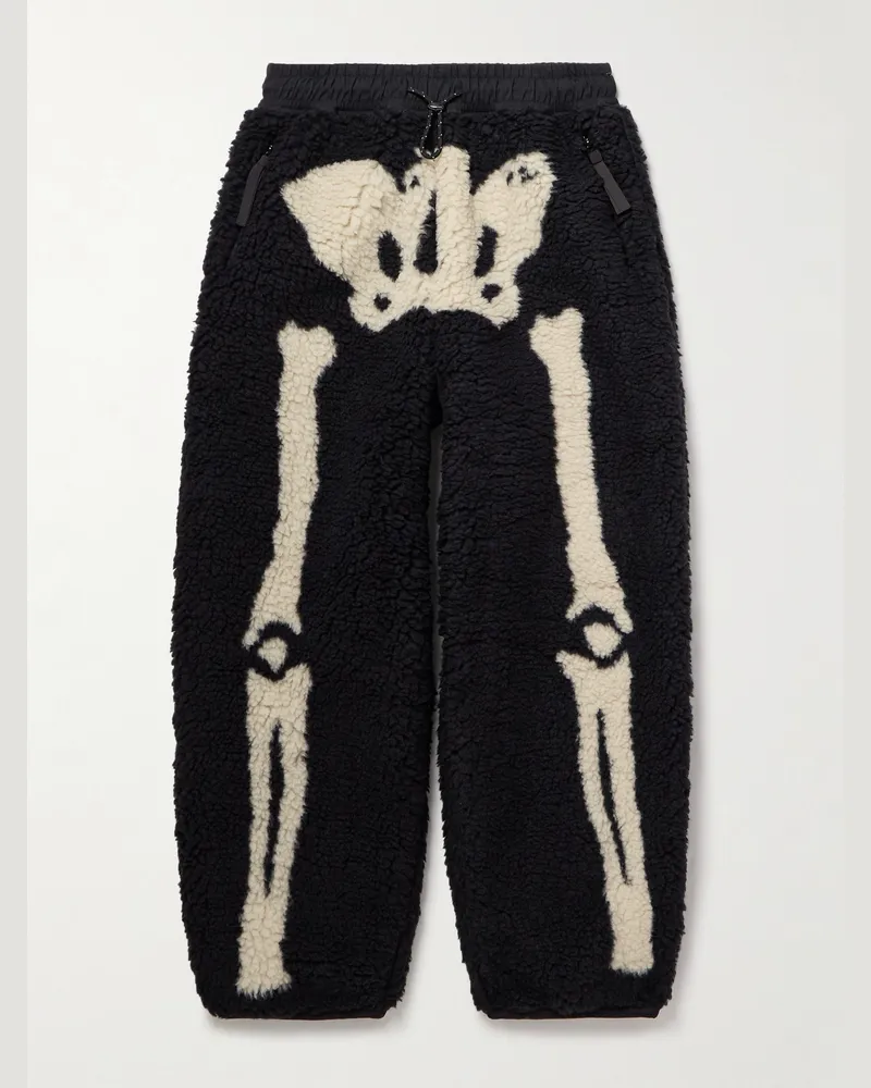 KAPITAL Jogginghose aus Fleece mit Jacquard-Motiv Schwarz