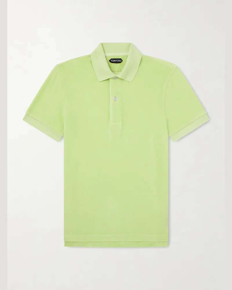 Tom Ford Slim-Fit Cotton-Blend Terry Polo Shirt Green