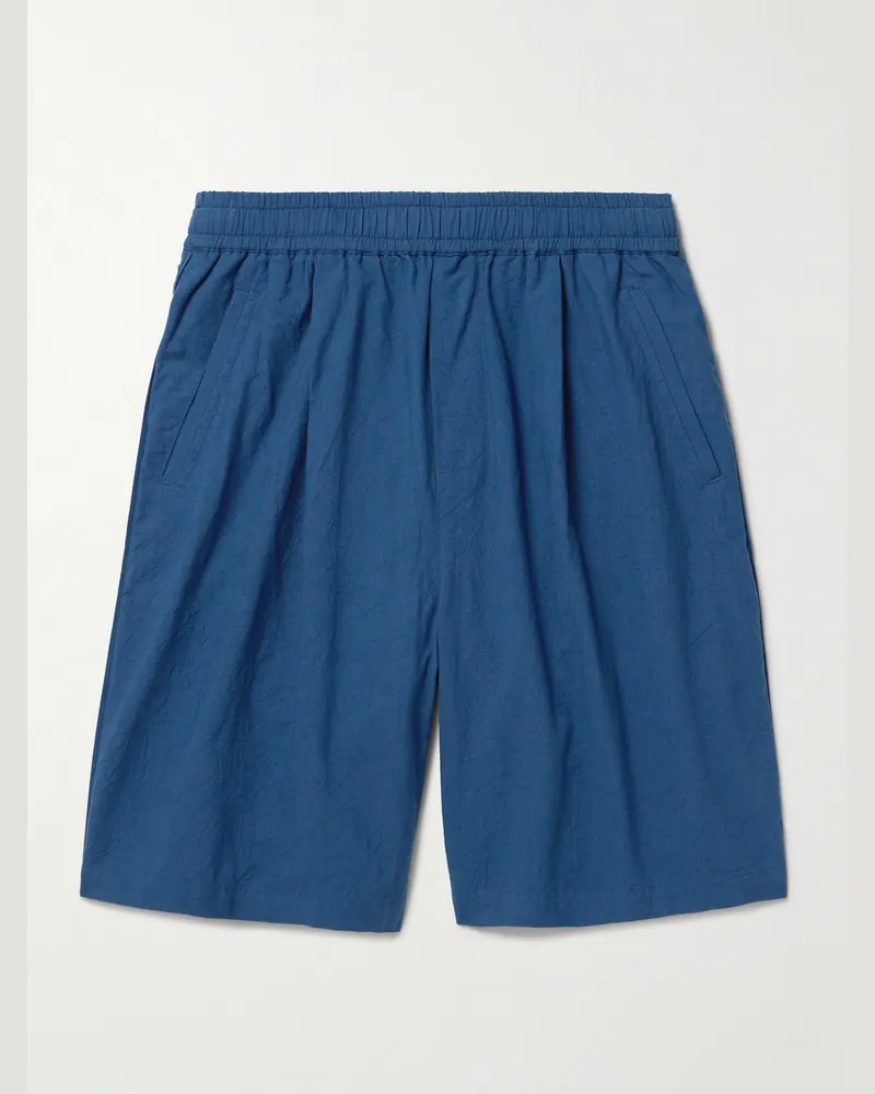Folk Assembly Wide-Leg Cotton-Blend Shorts Blue