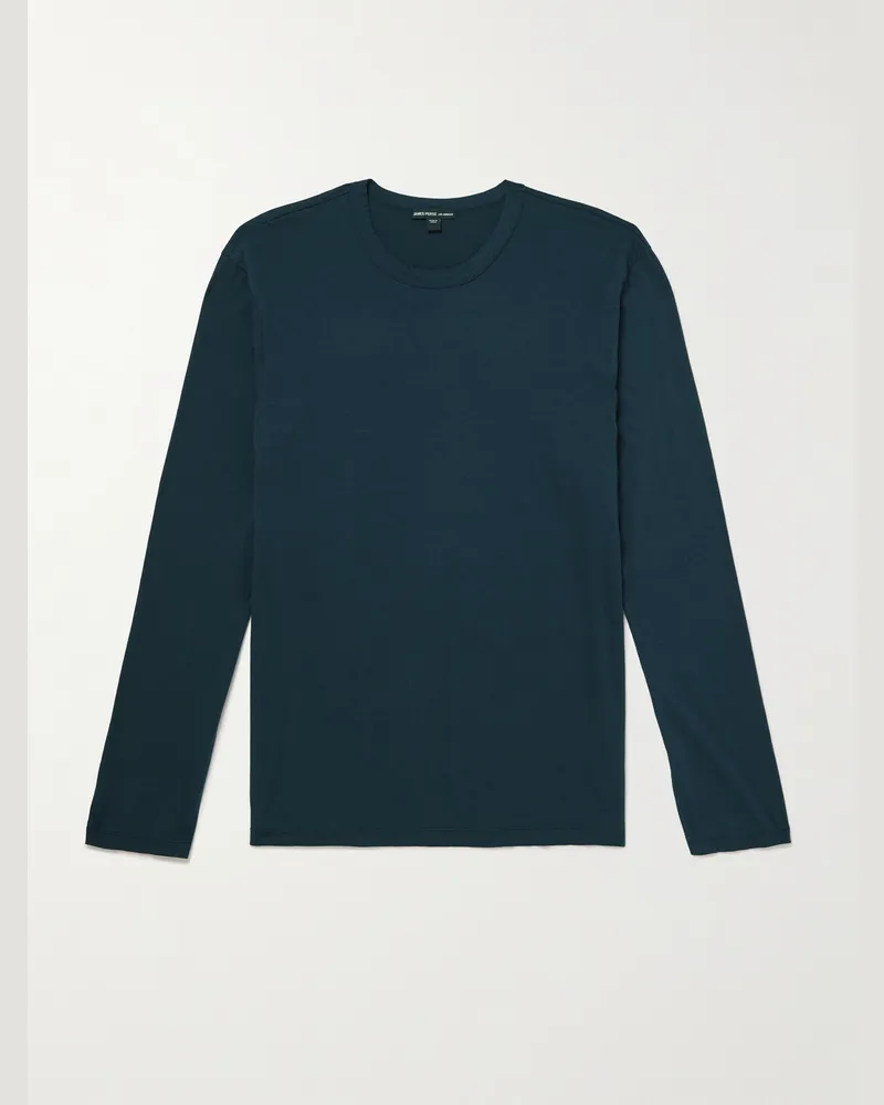James Perse Lotus Slim-Fit Cotton-Jersey T-Shirt Blue