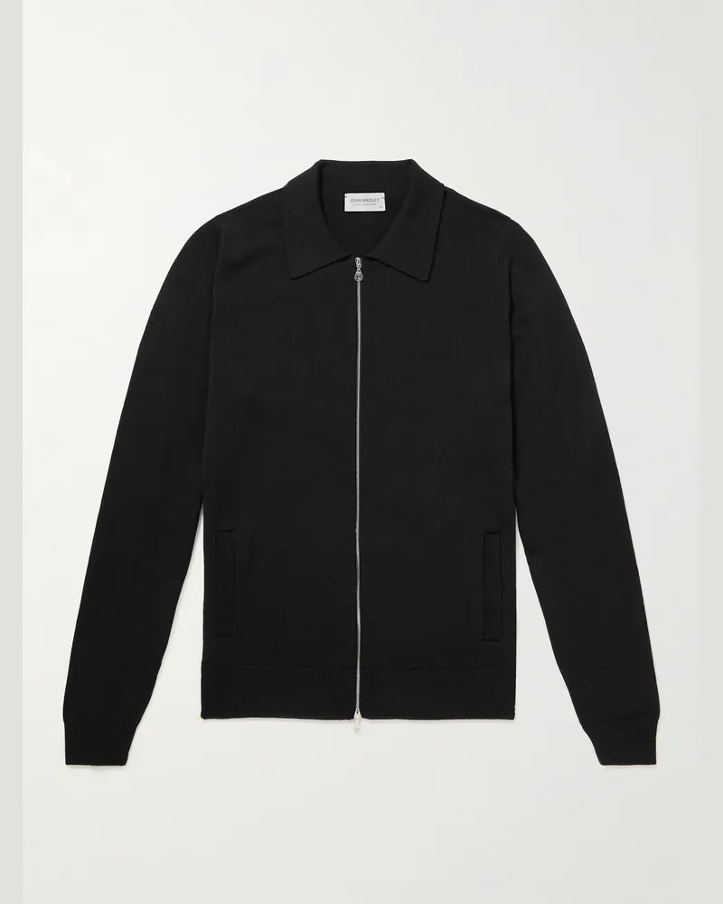 John Smedley Alston schmal geschnittener Cardigan aus Merinowolle mit Reißverschluss Schwarz