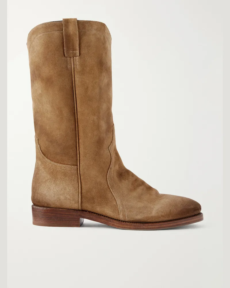 Jil Sander Bruce Suede Biker Boots Brown