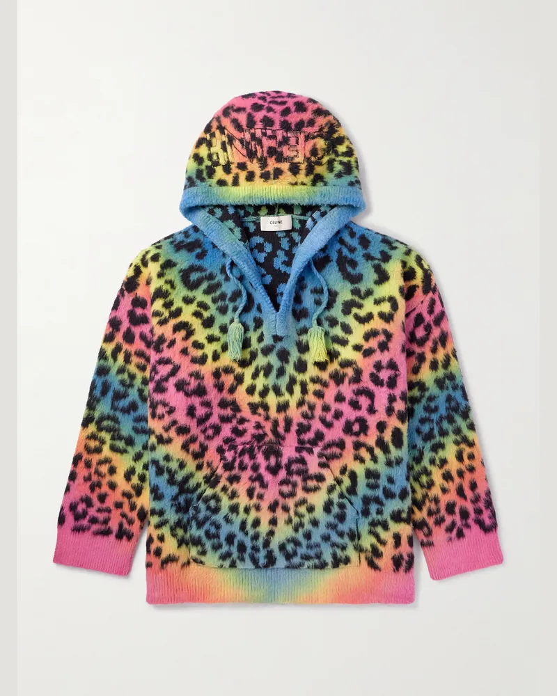 Celine Baja Kapuzenpullover aus einer gebürsteten Baumwollmischung mit Leopardenprint Pink