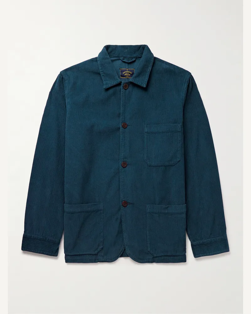 Portuguese Flannel Labura Hemdjacke aus Baumwollcord Blau