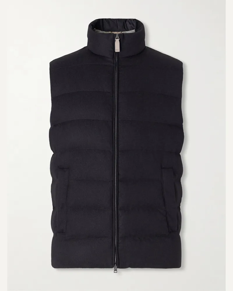 Herno Quilted Silk and Cashmere-Blend Gilet Black