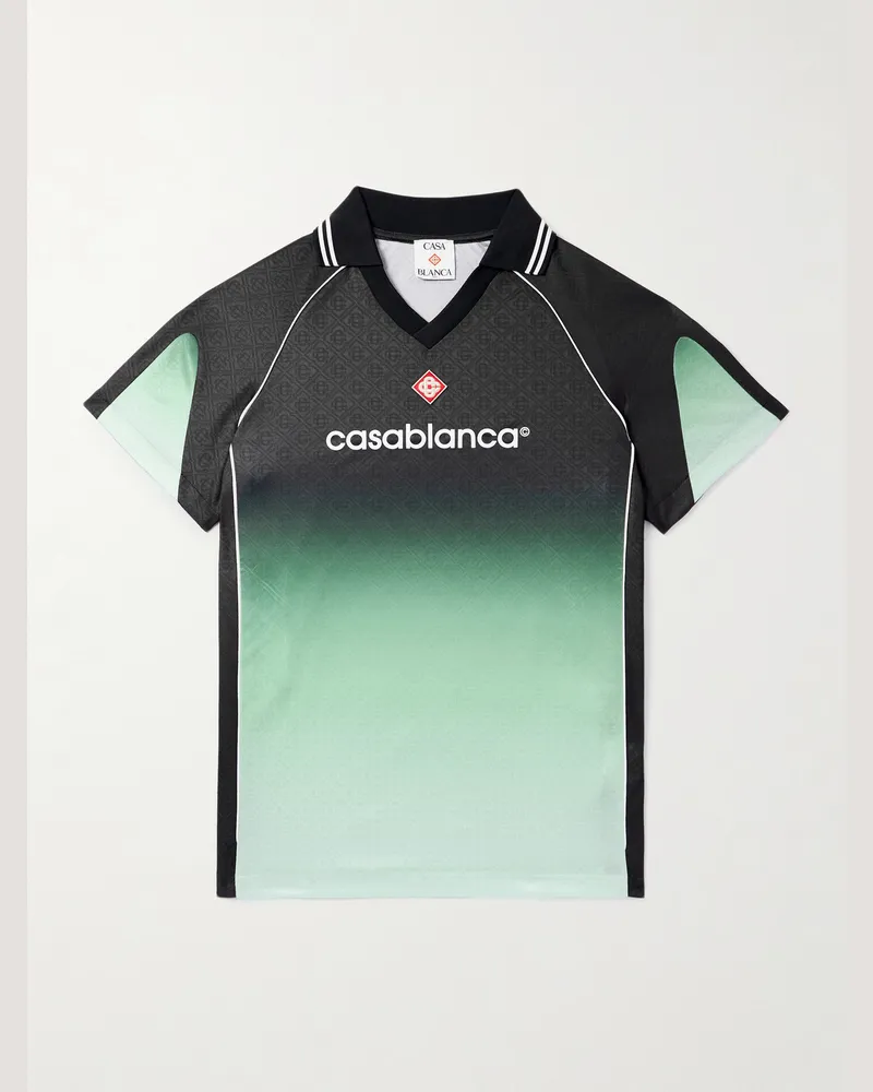 Casablanca Paris Polohemd aus Jersey mit Logodetails und Farbverlauf Grün