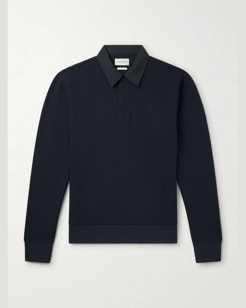 Oliver Spencer Organic Cotton-Blend Polo Shirt Blue