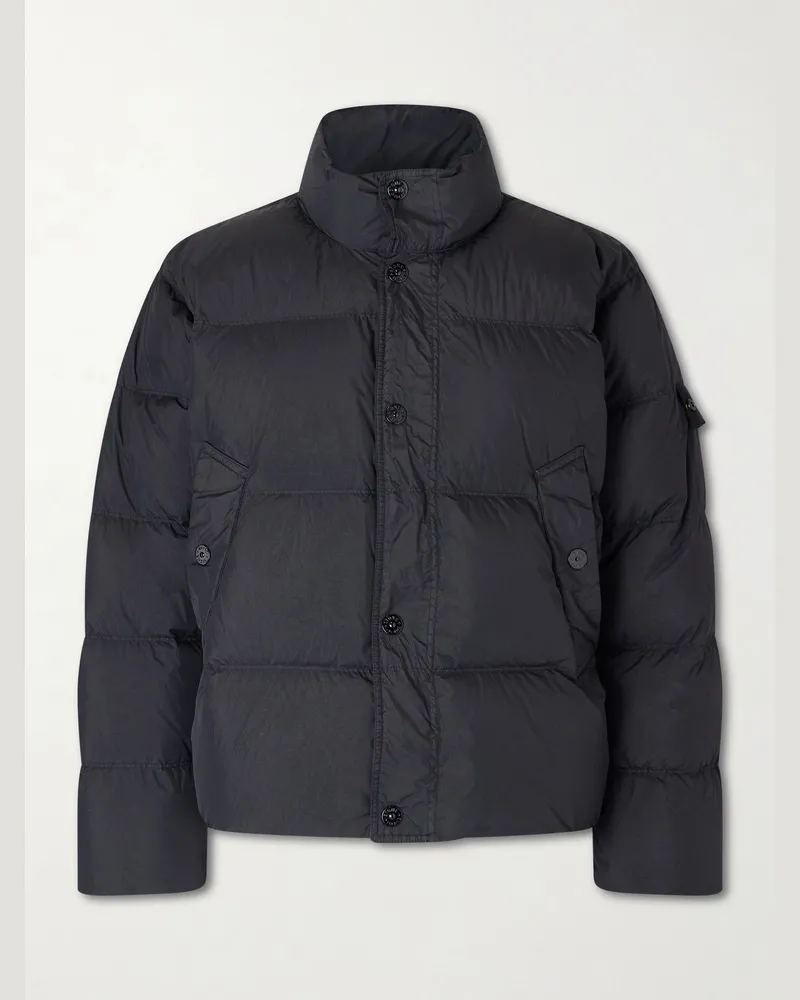 Stone Island Quilted Crinkled Recycled-Nylon Down Jacket Black