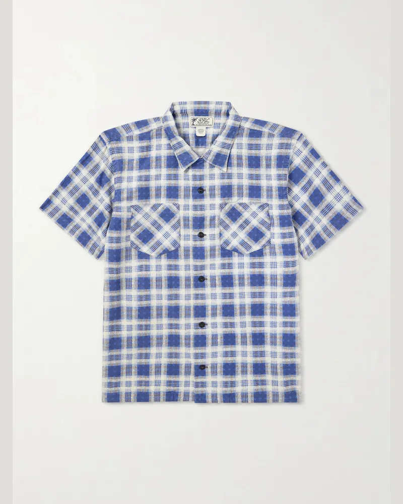 RRL Checked Brushed Cotton Shirt Blue