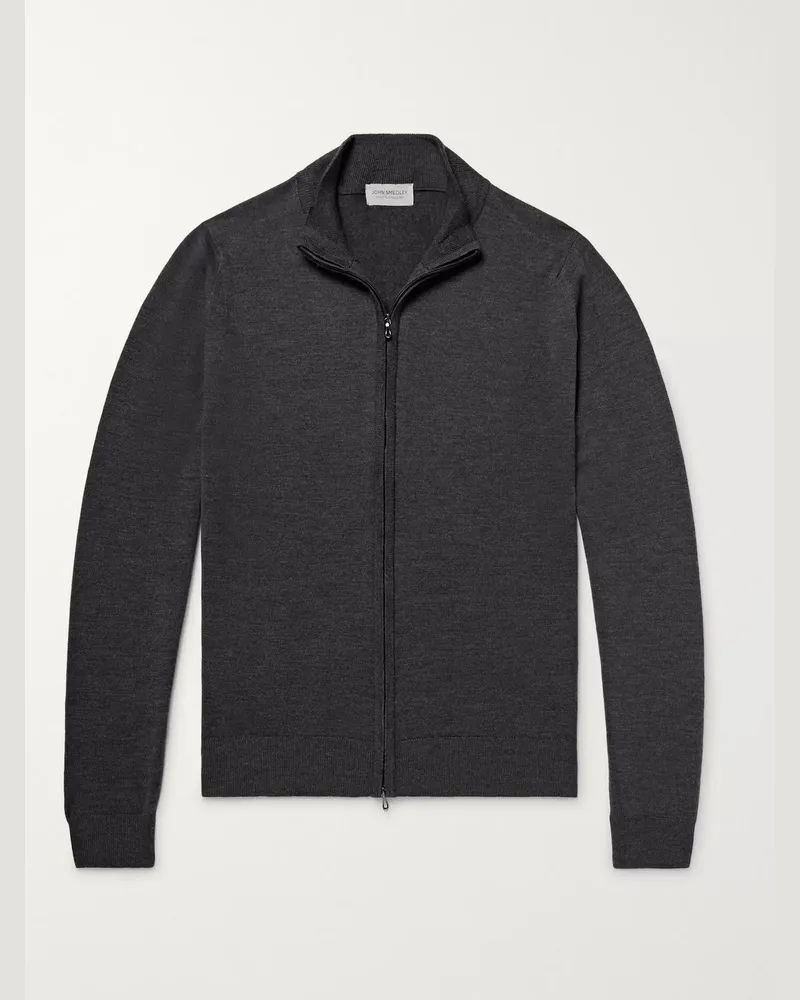 John Smedley Claygate Cardigan aus Merinowolle mit Reißverschluss Grau